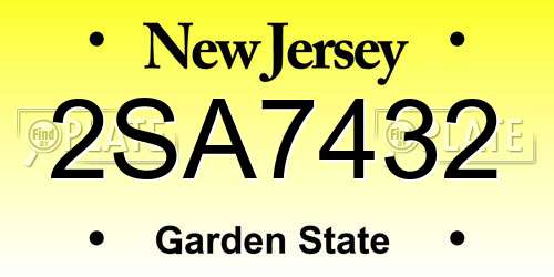 2SA7432 New Jersey License Plate