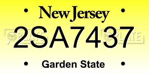 2SA7437 New Jersey License Plate