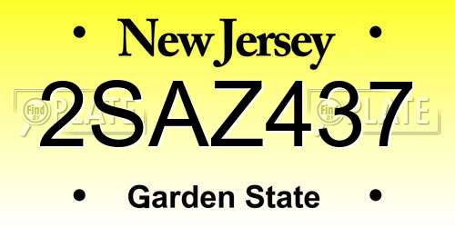 2SAZ437 New Jersey License Plate