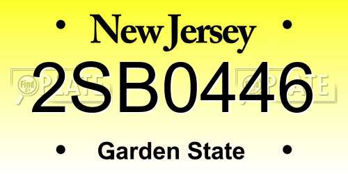 2SB0446 New Jersey License Plate