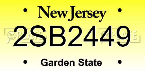 2SB2449 New Jersey License Plate