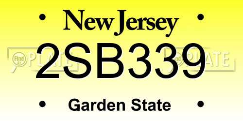 2SB339 New Jersey License Plate