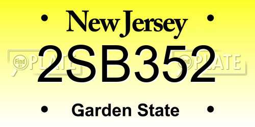 2SB352 New Jersey License Plate