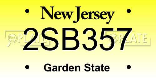2SB357 New Jersey License Plate