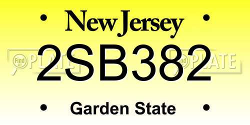 2SB382 New Jersey License Plate