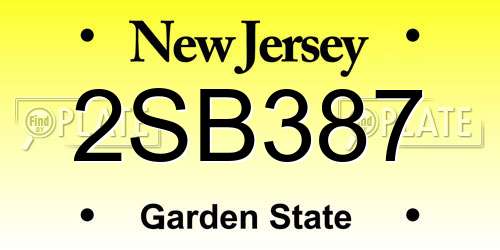 2SB387 New Jersey License Plate
