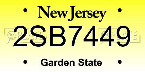 2SB7449 New Jersey License Plate