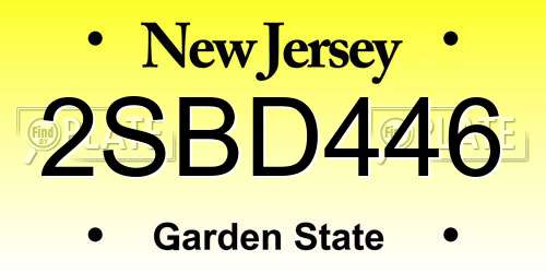 2SBD446 New Jersey License Plate