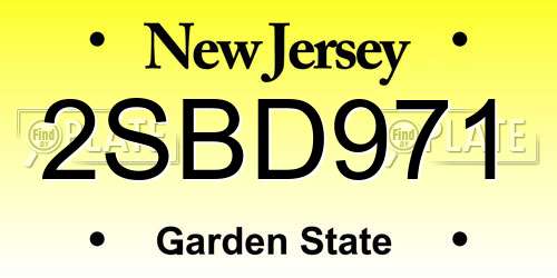 2SBD971 New Jersey License Plate