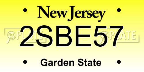 2SBE57 New Jersey License Plate