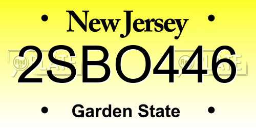 2SBO446 New Jersey License Plate