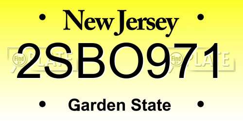 2SBO971 New Jersey License Plate