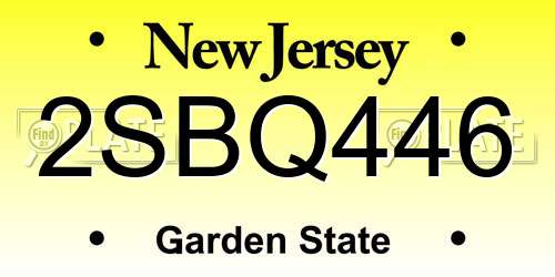 2SBQ446 New Jersey License Plate