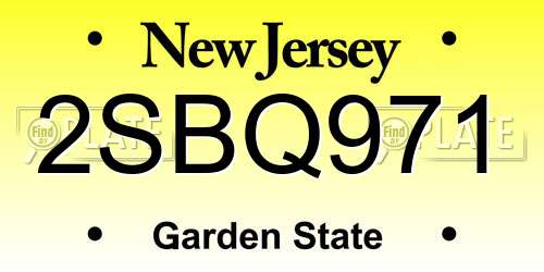 2SBQ971 New Jersey License Plate