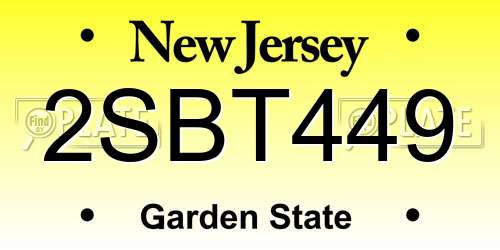 2SBT449 New Jersey License Plate