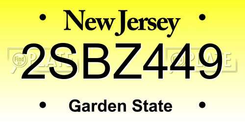 2SBZ449 New Jersey License Plate