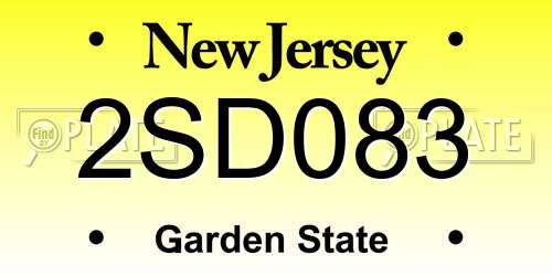2SD083 New Jersey License Plate