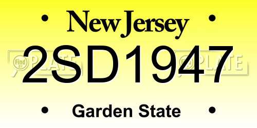 2SD1947 New Jersey License Plate