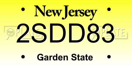 2SDD83 New Jersey License Plate
