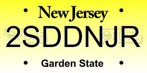 2SDDNJR New Jersey License Plate