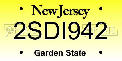 2SDI942 New Jersey License Plate