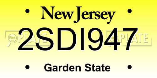 2SDI947 New Jersey License Plate
