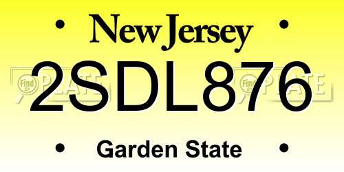 2SDL876 New Jersey License Plate