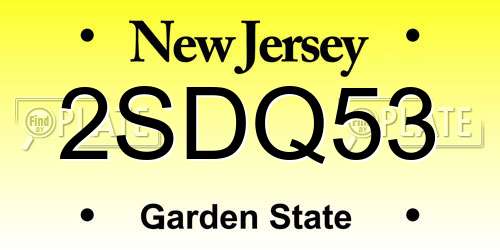 2SDQ53 New Jersey License Plate