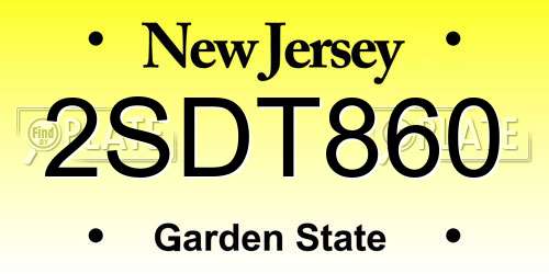 2SDT860 New Jersey License Plate