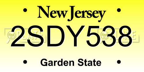 2SDY538 New Jersey License Plate