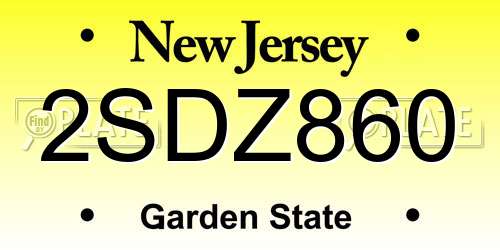 2SDZ860 New Jersey License Plate
