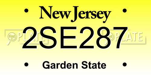 2SE287 New Jersey License Plate