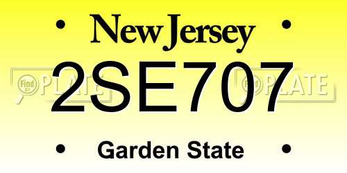 2SE707 New Jersey License Plate