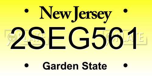 2SEG561 New Jersey License Plate