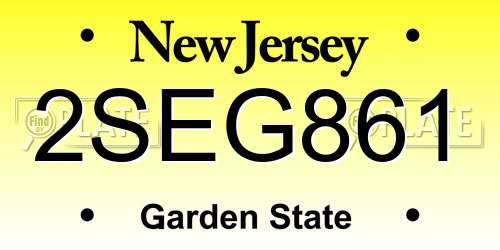 2SEG861 New Jersey License Plate