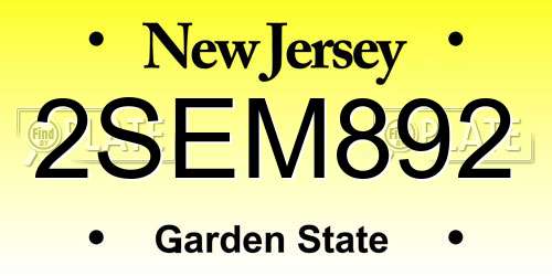2SEM892 New Jersey License Plate