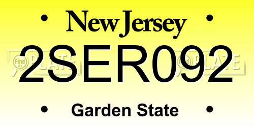 2SER092 New Jersey License Plate