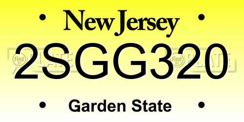 2SGG320 New Jersey License Plate