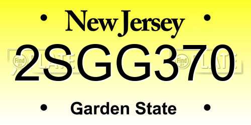 2SGG370 New Jersey License Plate