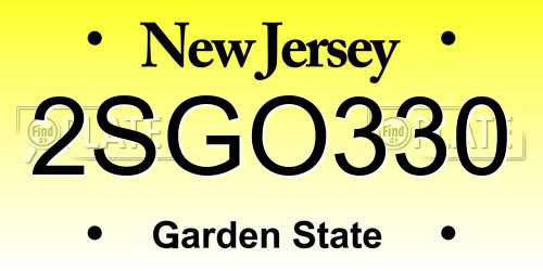 2SGO330 New Jersey License Plate