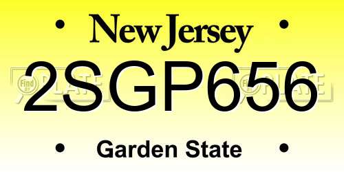 2SGP656 New Jersey License Plate
