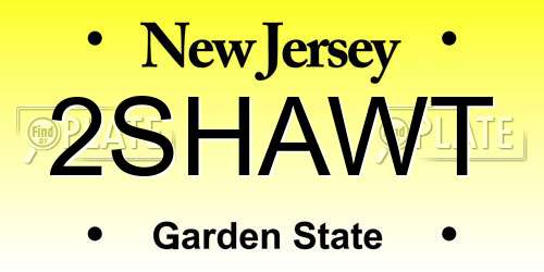2SHAWT New Jersey License Plate