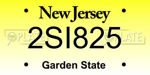 2SI825 New Jersey License Plate