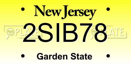 2SIB78 New Jersey License Plate