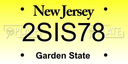 2SIS78 New Jersey License Plate
