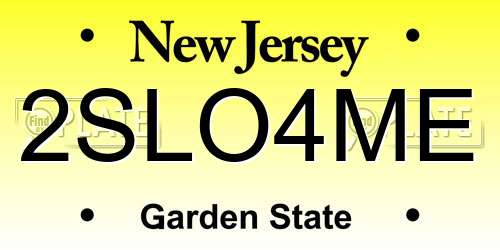 2SLO4ME New Jersey License Plate