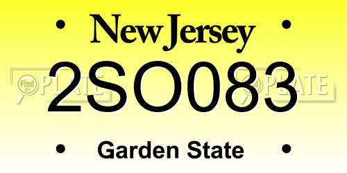 2SO083 New Jersey License Plate