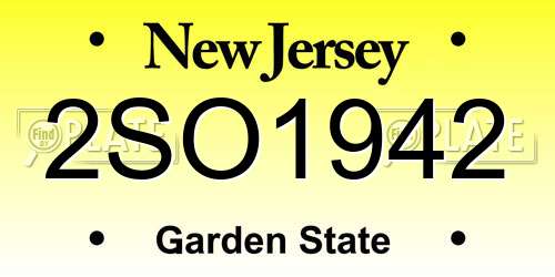 2SO1942 New Jersey License Plate