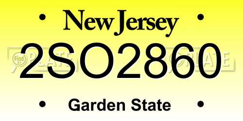 2SO2860 New Jersey License Plate