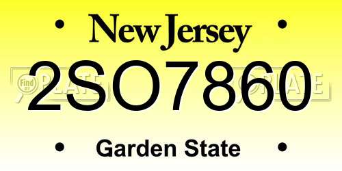 2SO7860 New Jersey License Plate
